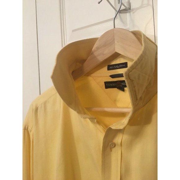 Tommy Hilfiger "80's 2 PLY Fabric Cotton" Yellow Button Front Men’s Sz XL Shirt - Picture 3 of 8